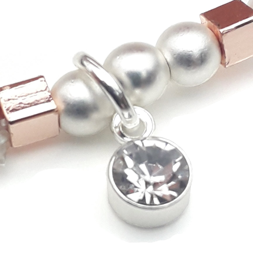 Beaded Crystal and Star Charm Bracelet