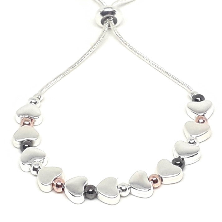 Flat Heart and Bead Drawstring Bracelet