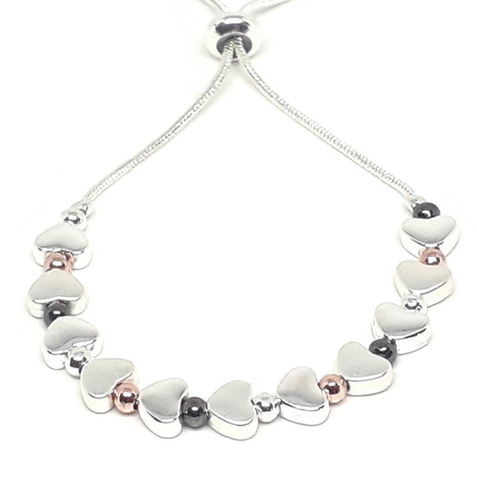 Flat Heart and Bead Drawstring Bracelet
