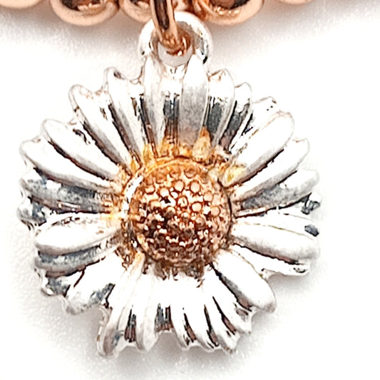 Daisy Charm Elasticated Beaded Bracelet
