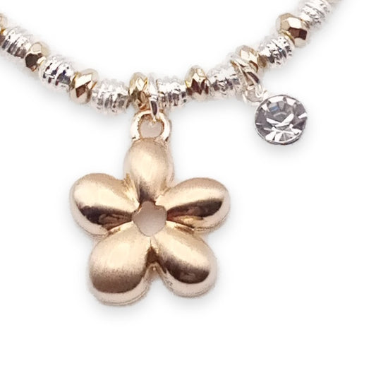 Flower and Crystal Bead Bracelet