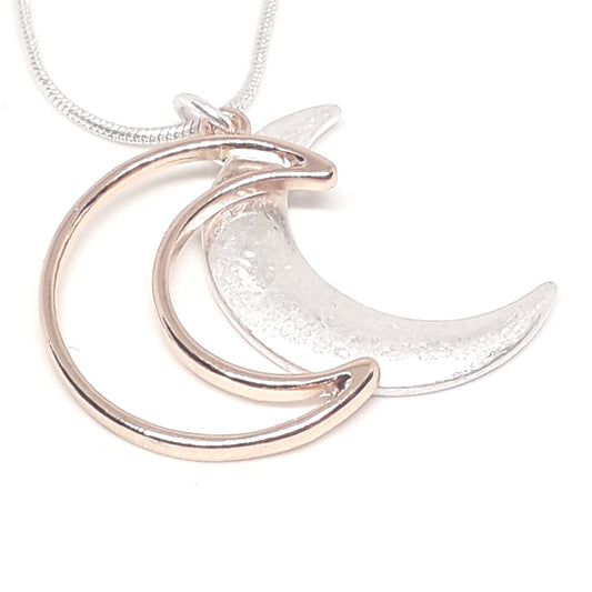 Double Moon Pendant Necklace