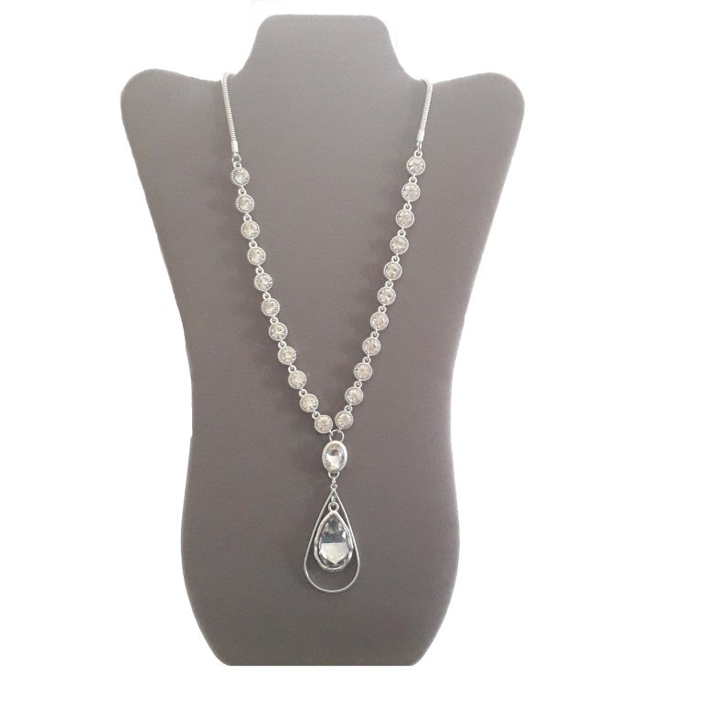 Clear Crystal Pendant long necklace