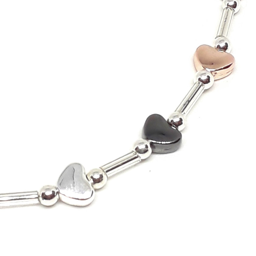 Flat heart bar link necklace