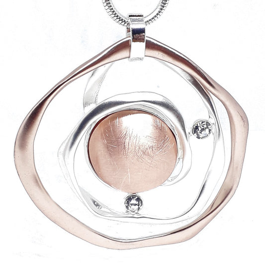 Abstract Circle Long Necklace with Crystals