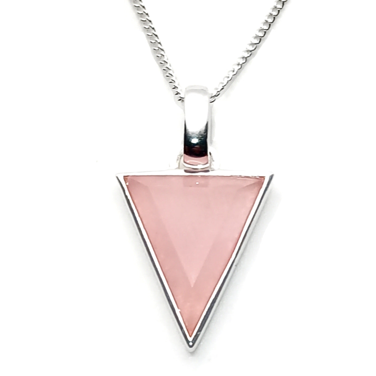 Triangle Pink Quartz Short Necklace