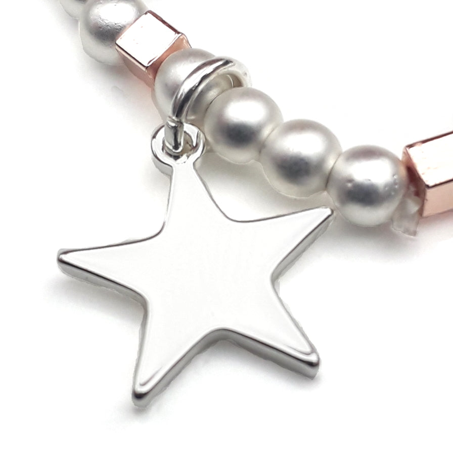 Beaded Crystal and Star Charm Bracelet