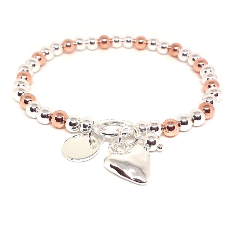 Heart, Bead and Disc Beaded Bracelet