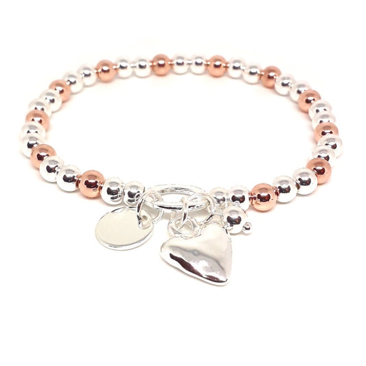 Heart, Bead and Disc Beaded Bracelet