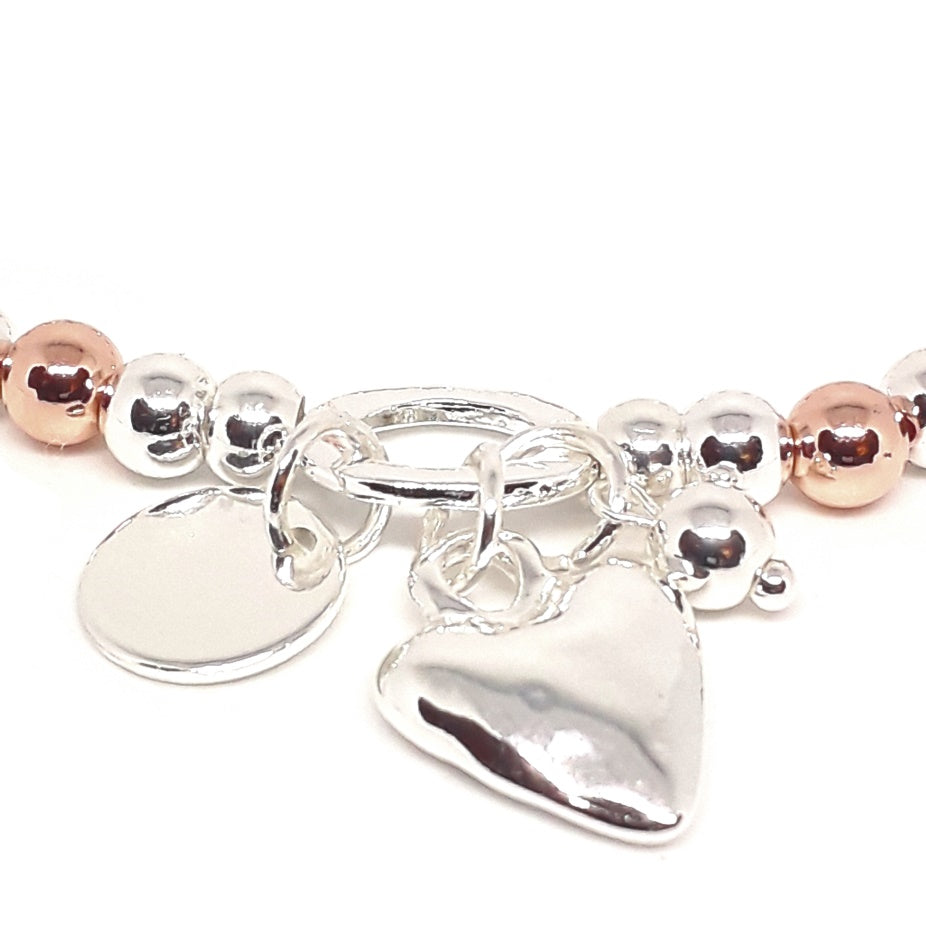 Heart, Bead and Disc Beaded Bracelet