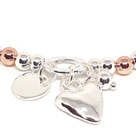 Heart, Bead and Disc Beaded Bracelet