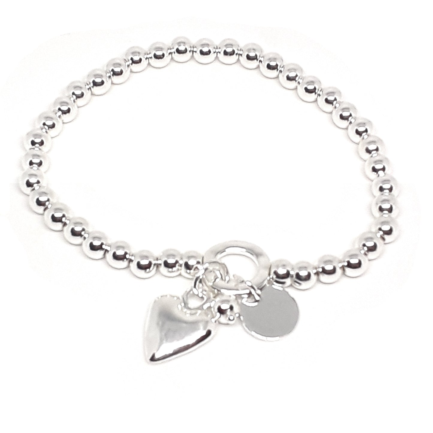 Heart, Bead and Disc Beaded Bracelet