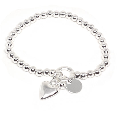 Heart, Bead and Disc Beaded Bracelet