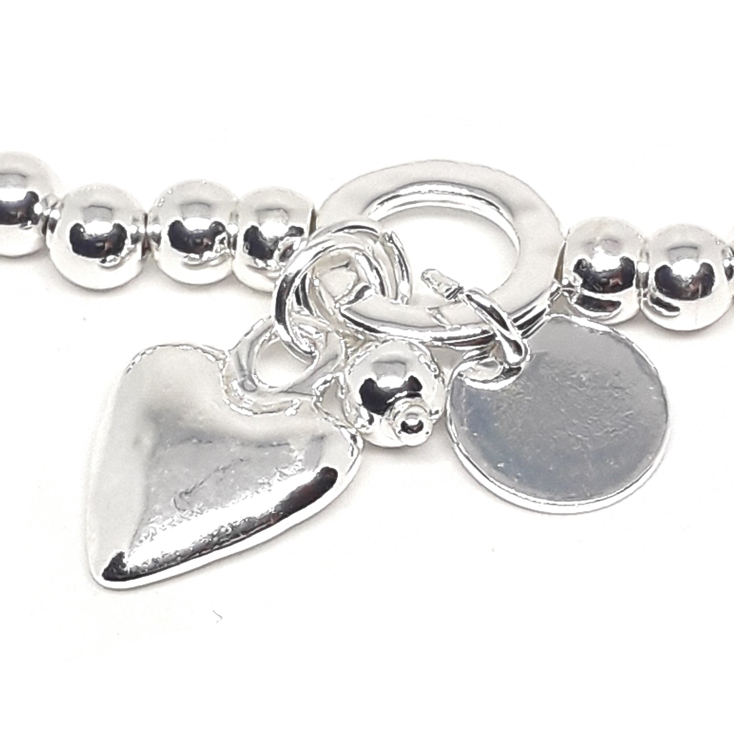 Heart, Bead and Disc Beaded Bracelet