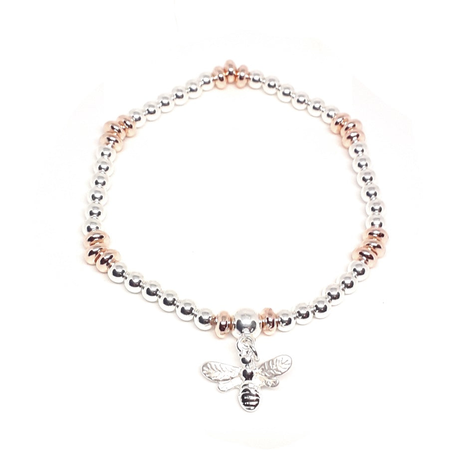 Bee charm beaded bracelet
