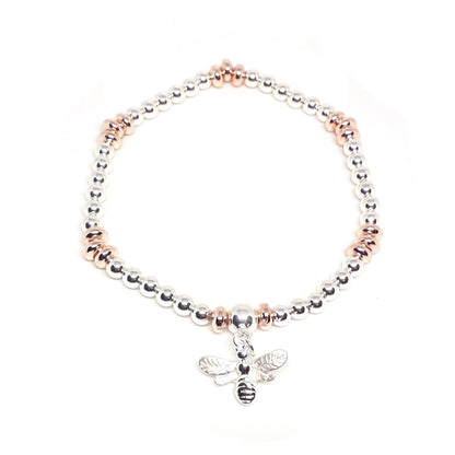 Bee charm beaded bracelet