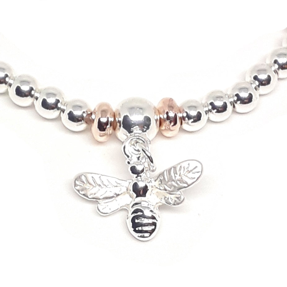 Bee charm beaded bracelet