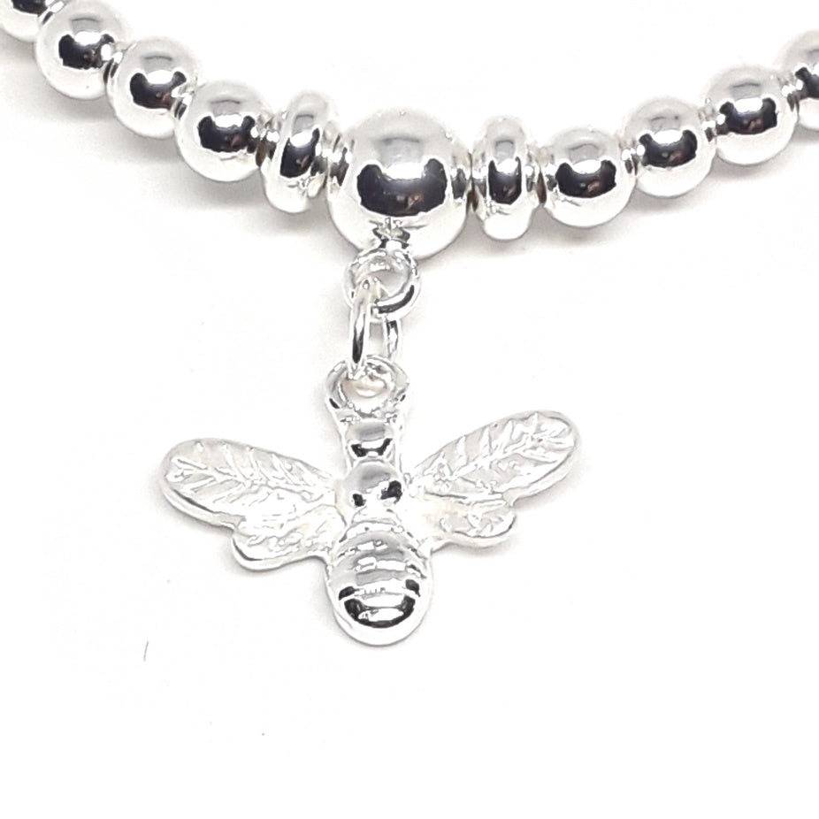 Bee charm beaded bracelet