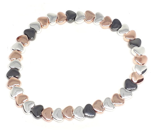 Flat Heart Bead Bracelet