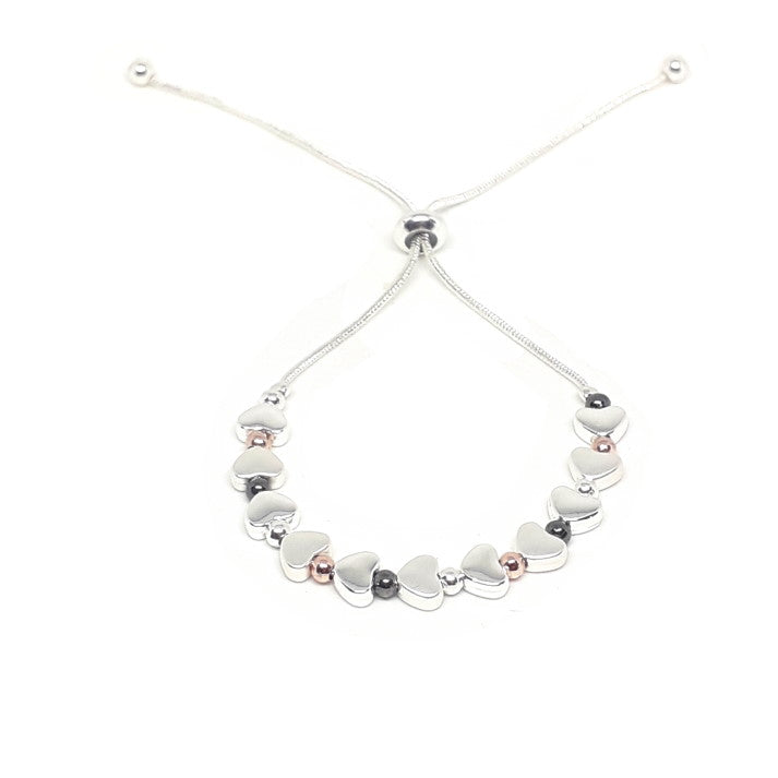 Flat Heart and Bead Drawstring Bracelet