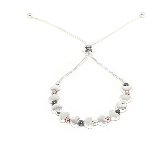 Flat Heart and Bead Drawstring Bracelet