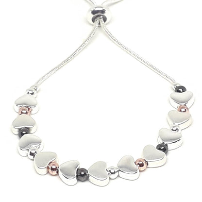 Flat Heart and Bead Drawstring Bracelet