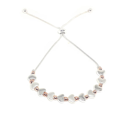 Flat Heart and Bead Drawstring Bracelet