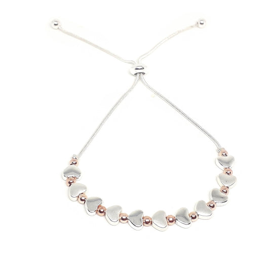 Flat Heart and Bead Drawstring Bracelet