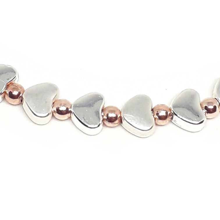 Flat Heart and Bead Drawstring Bracelet