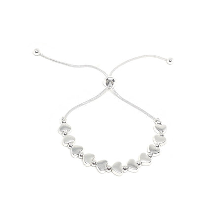 Flat Heart and Bead Drawstring Bracelet