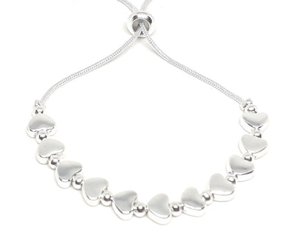 Flat Heart and Bead Drawstring Bracelet