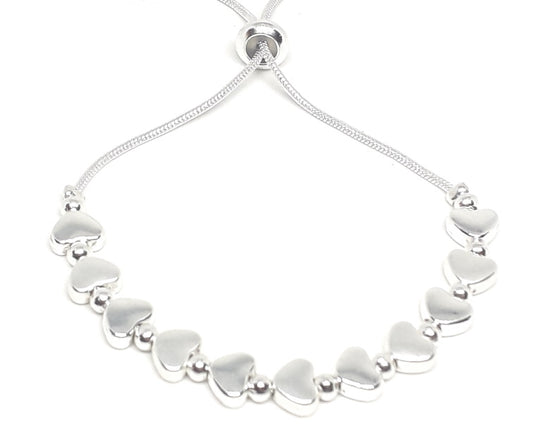 Flat Heart and Bead Drawstring Bracelet
