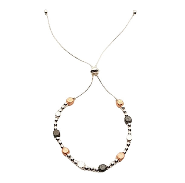 Textured Cube and Bead Drawstring Bracelet