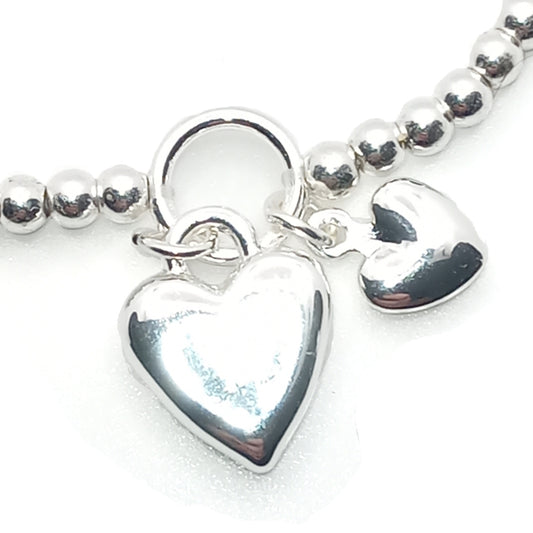 Double Heart Charm Bracelet