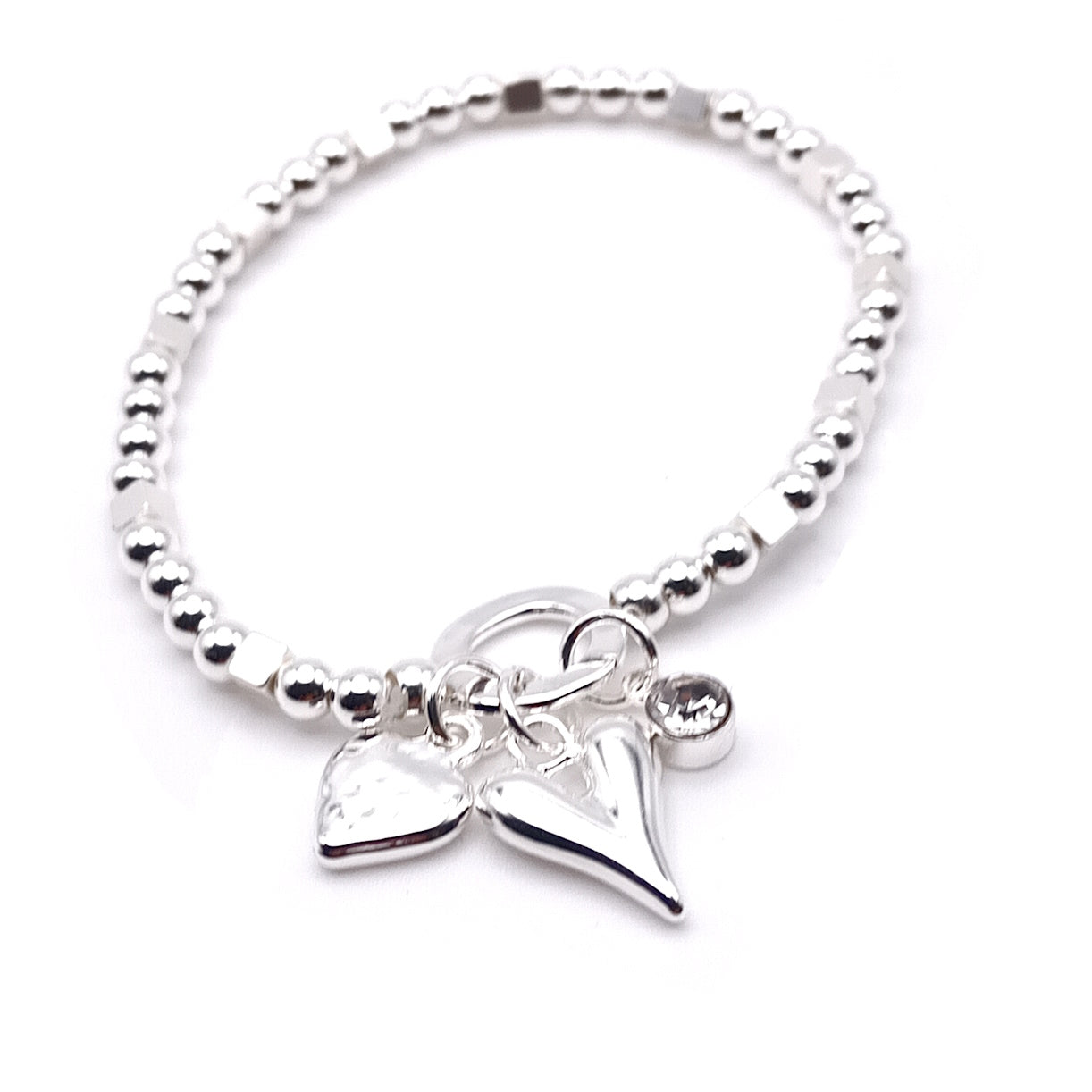 Crystal Heart Bead Bracelet