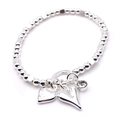 Crystal Heart Bead Bracelet