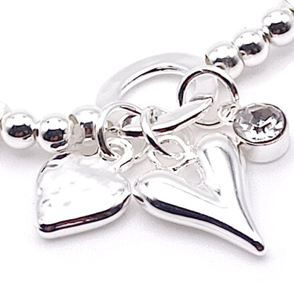 Crystal Heart Bead Bracelet