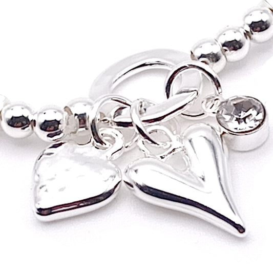 Crystal Heart Bead Bracelet