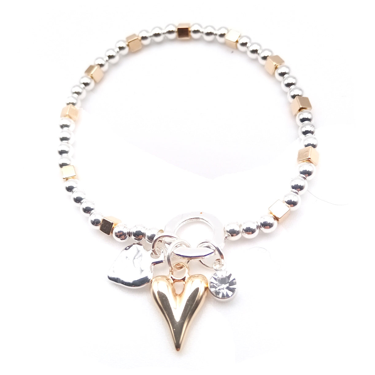 Crystal Heart Bead Bracelet