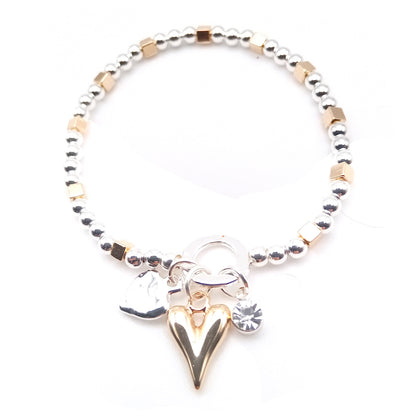 Crystal Heart Bead Bracelet