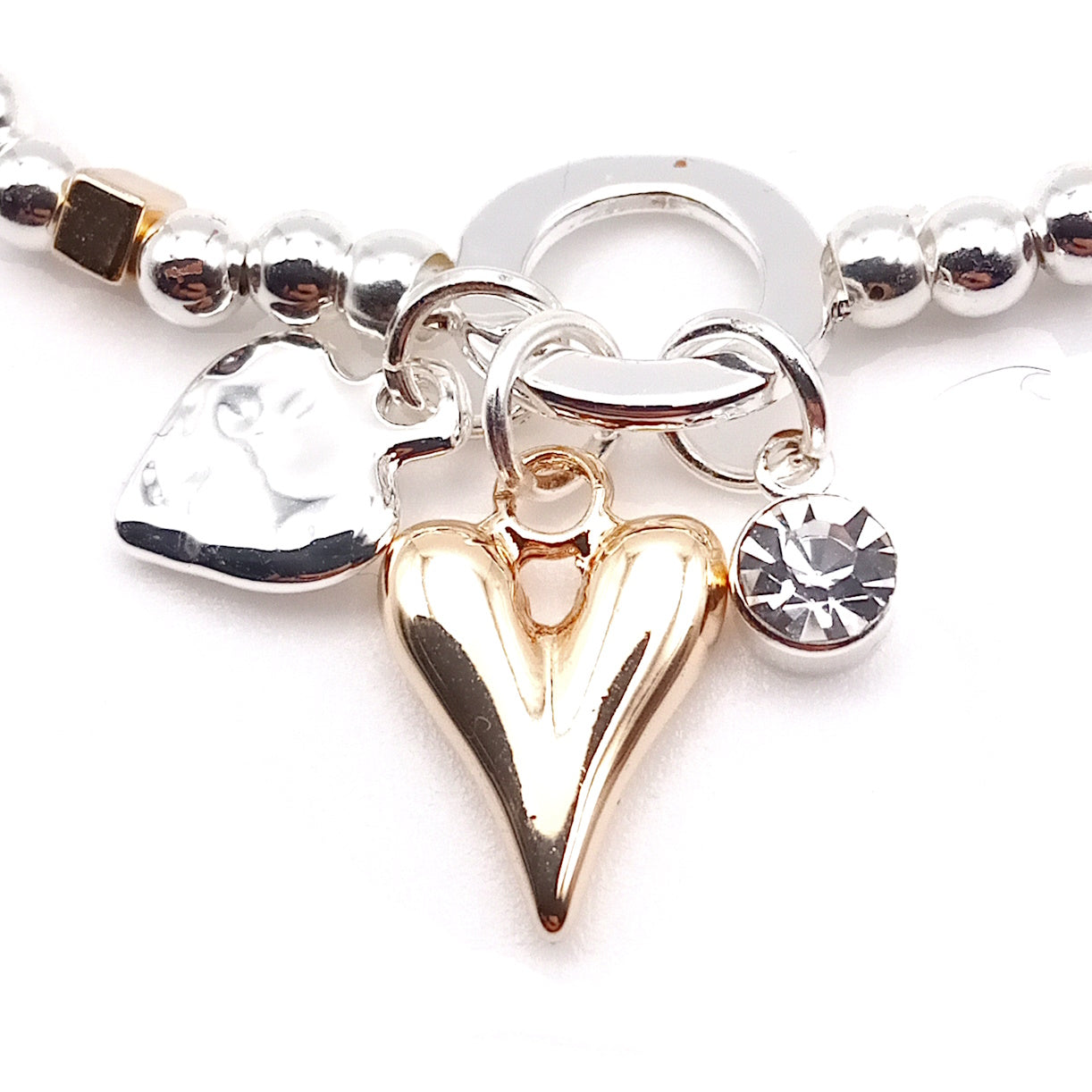 Crystal Heart Bead Bracelet