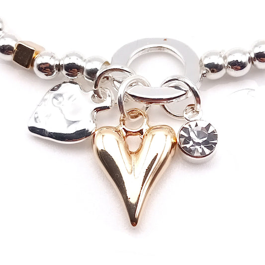 Crystal Heart Bead Bracelet