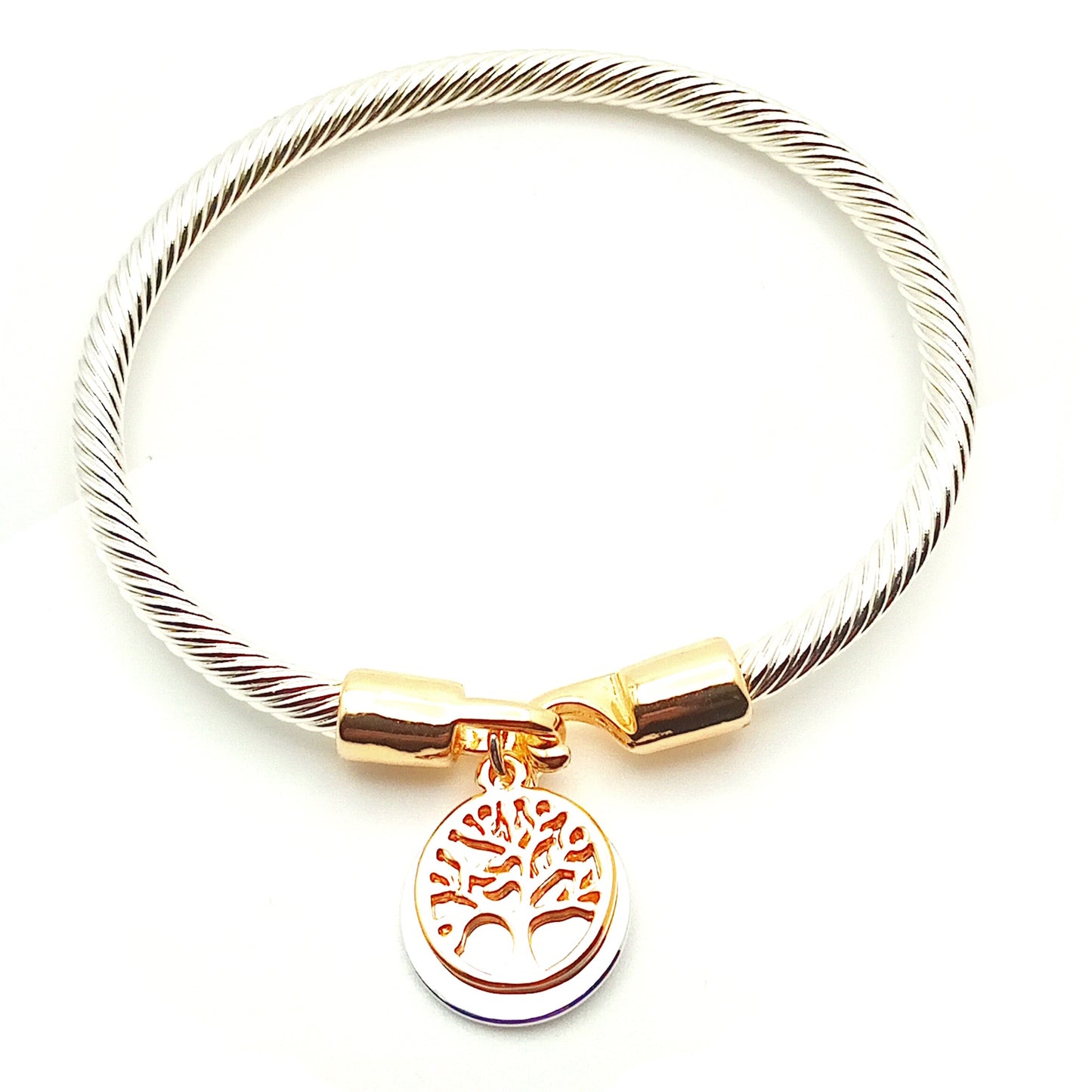 Tree of life and disc snake clasp bracelet