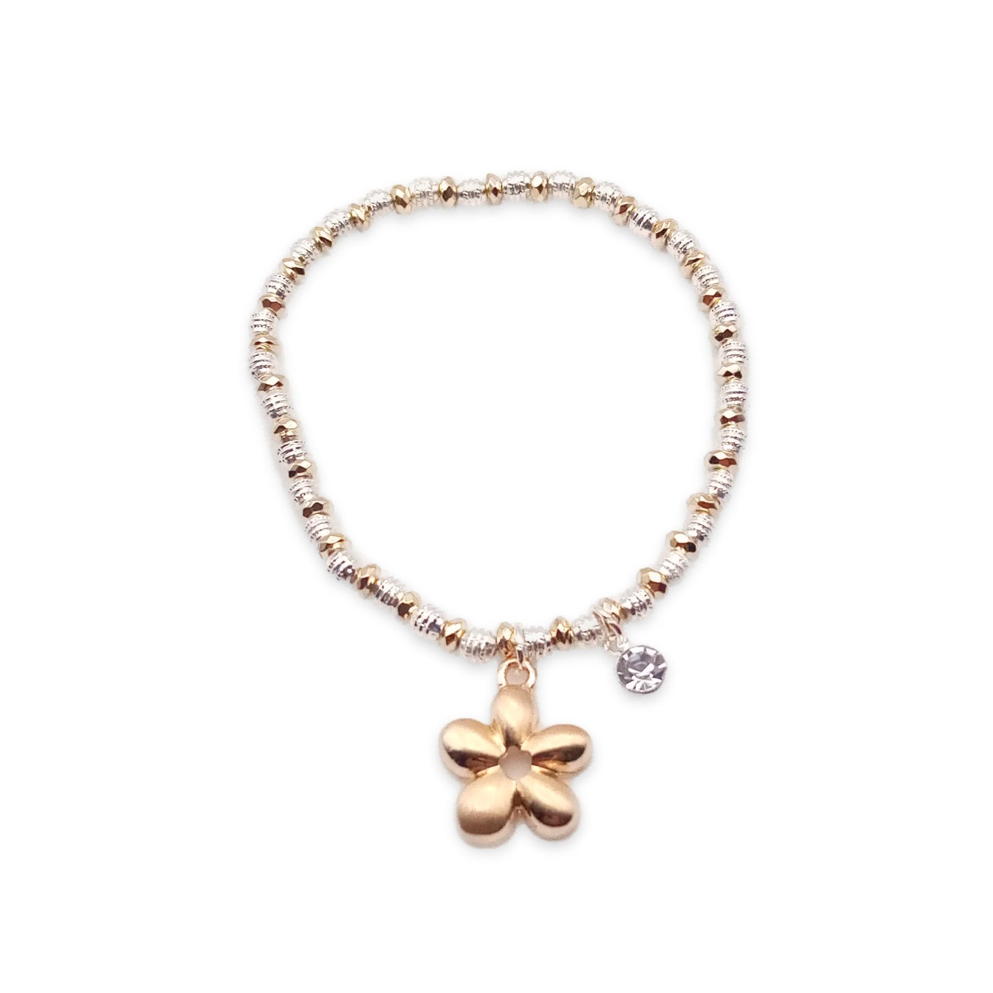 Flower and Crystal Bead Bracelet