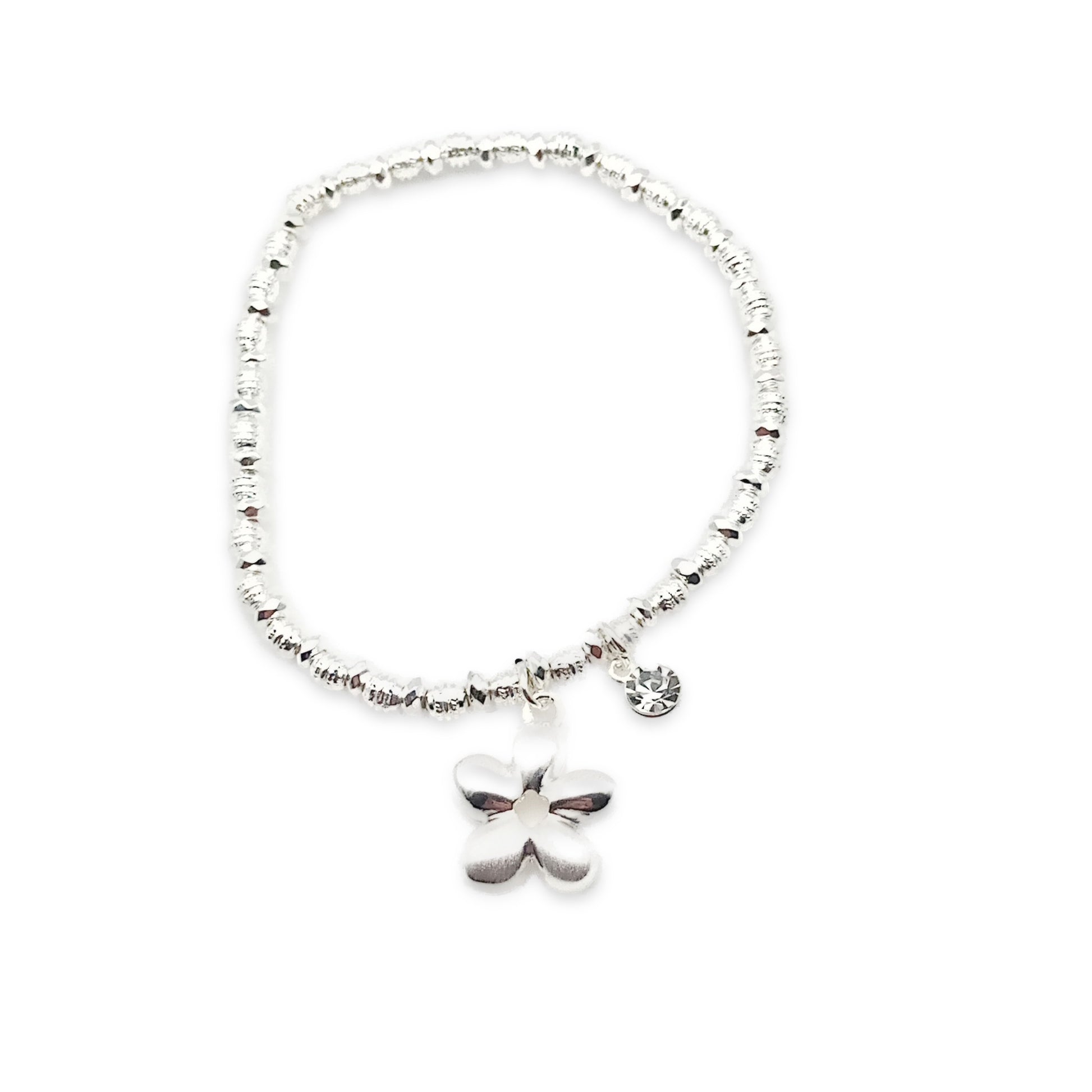 Flower and Crystal Bead Bracelet