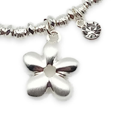 Flower and Crystal Bead Bracelet