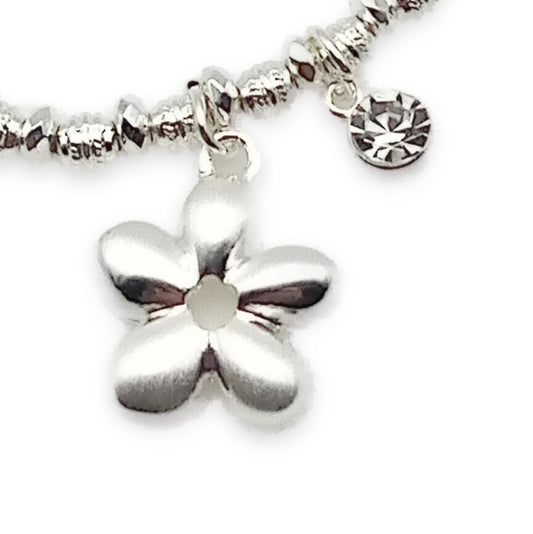 Flower and Crystal Bead Bracelet