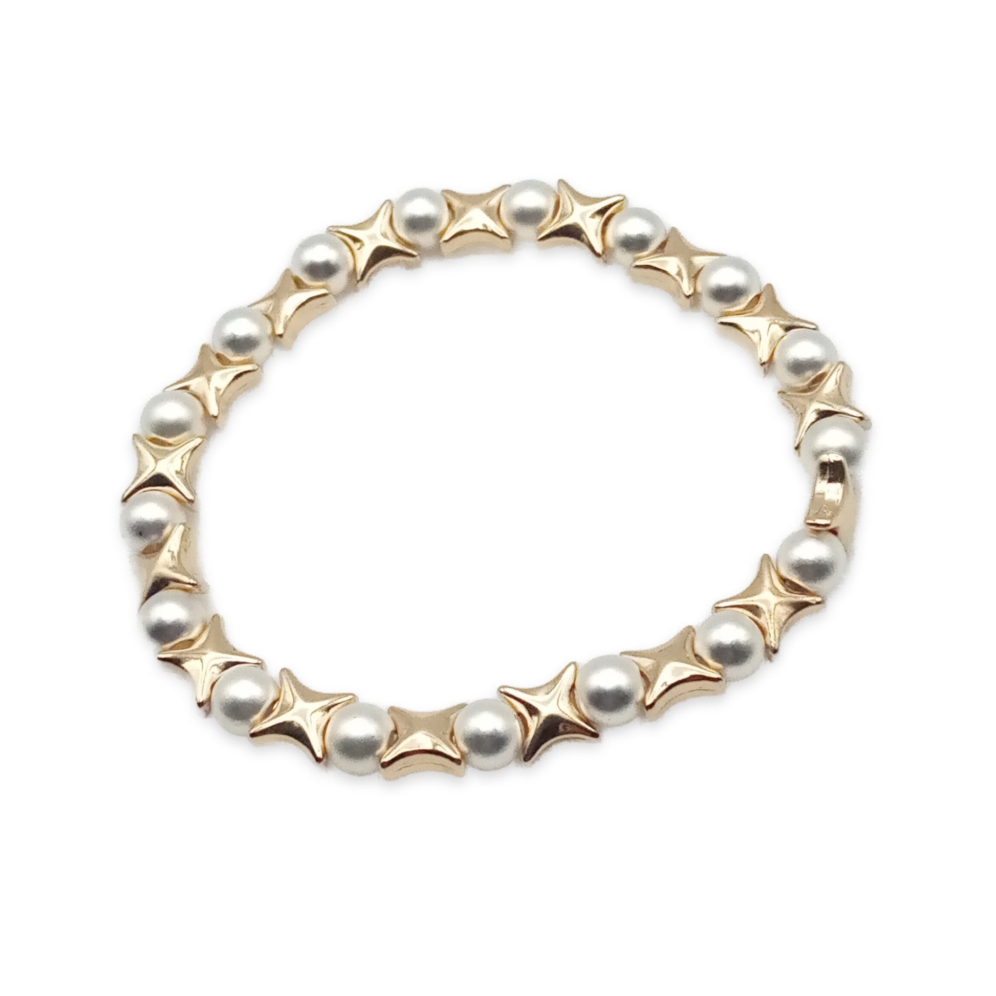 Pearl and Star Bead Bracelet