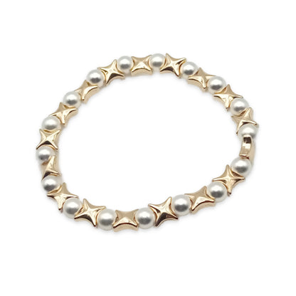 Pearl and Star Bead Bracelet