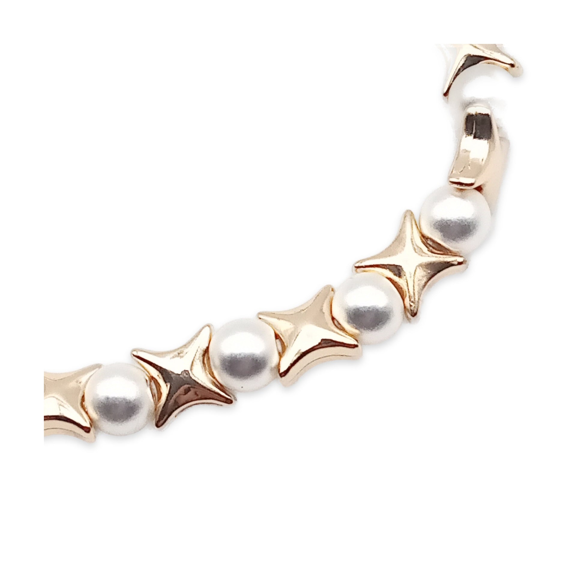 Pearl and Star Bead Bracelet
